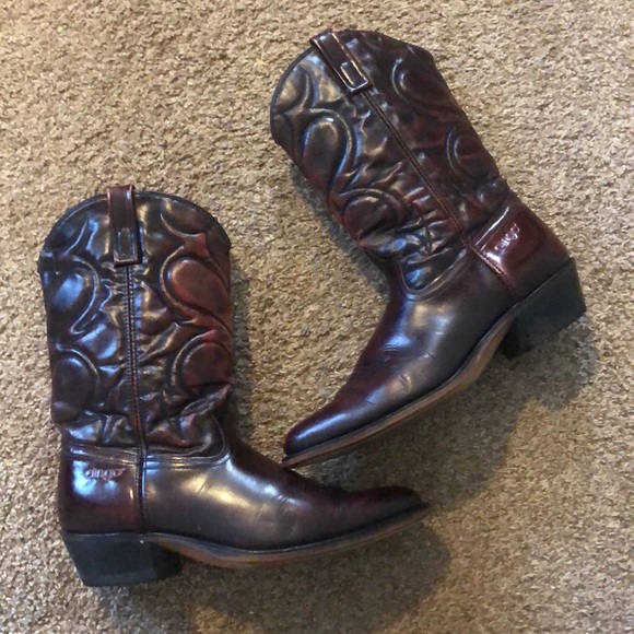 VTG DINGO Dark Brown Men’s Cowboy Boots SZ 12 - Picture 1 of 11